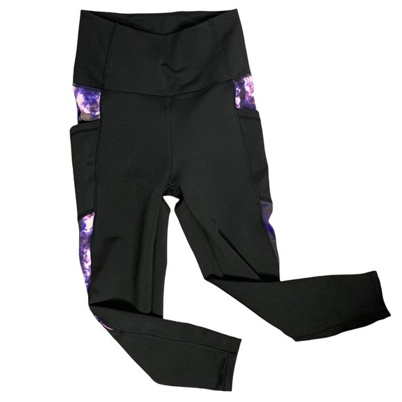 BSP Active Maximum Support Leggings M Black Cropped Pockets Mid Rise - Picture 1 of 5